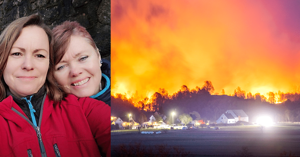 Trine Maygreth Monsen og søsteren Connie Helen Øie ble reddet fra brann appen av Hjelp113-appen