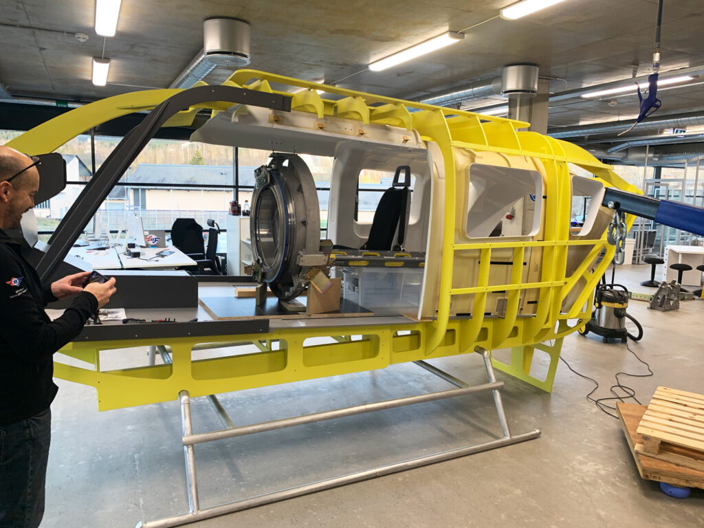 Modell av helikopterkabin