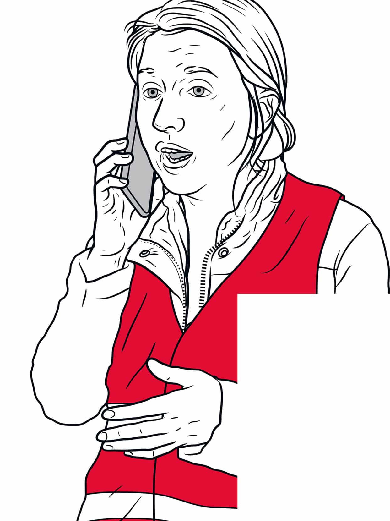 Illustrasjon av kvinne i refleksvest som snakker i telefon.