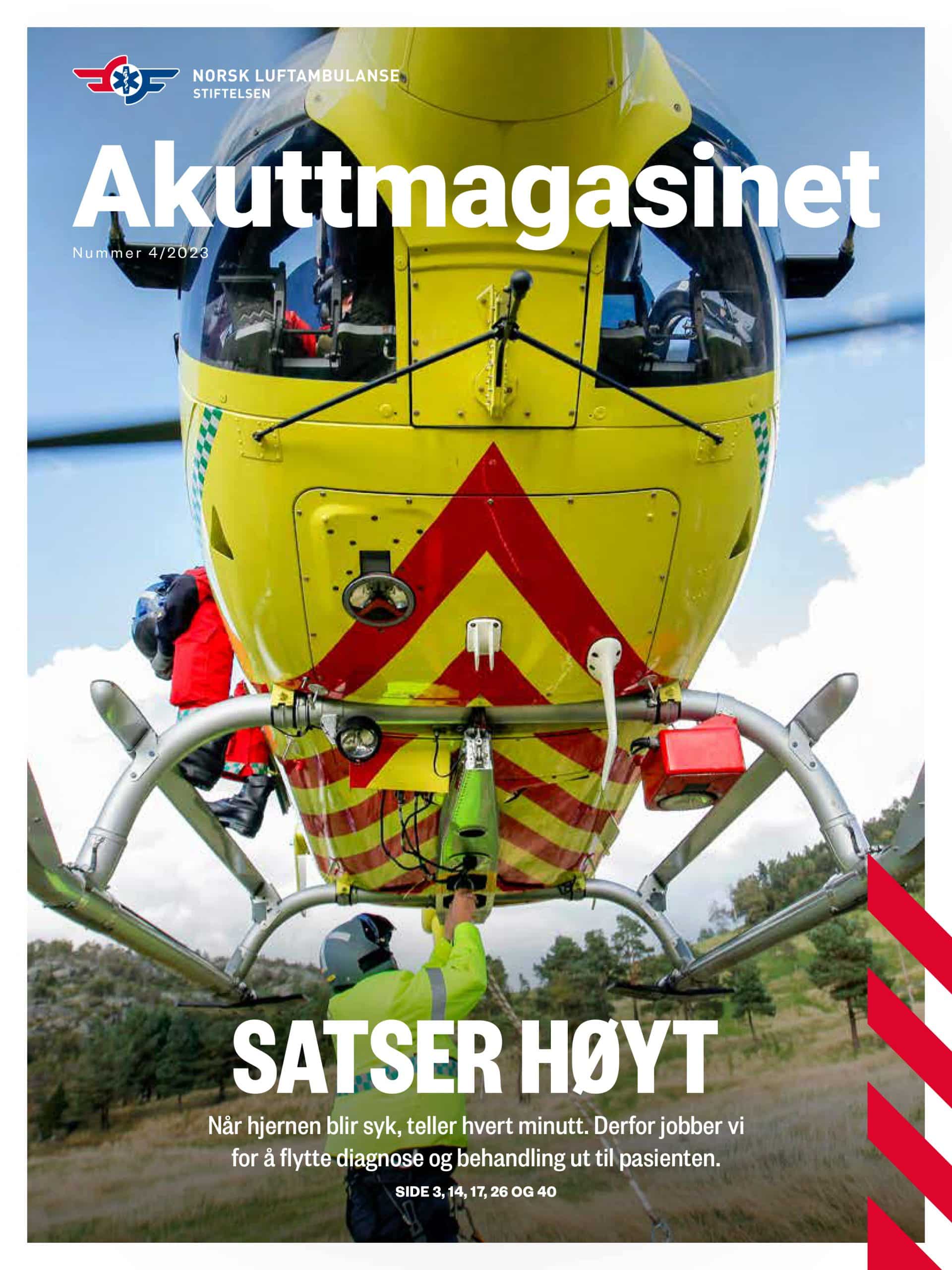 Akuttmagasinet, utgave 4, 2023. Magasinet et gitt ut av Stiftelsen Norsk Luftambulanse.