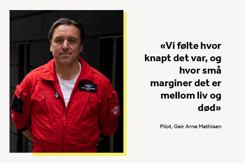 Portrett av pilot Geir Arne. – Vi er bare 40 sekunder fra Ullevål når vi er i ferd med å miste ham, forteller han.