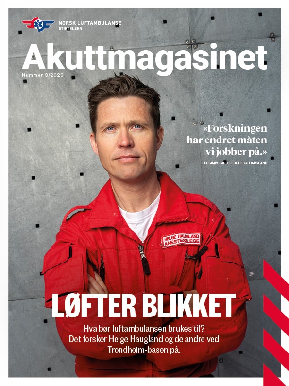 Forsiden av Akuttmagasinet, Stiftelsen Norsk Luftambulanses magasin.