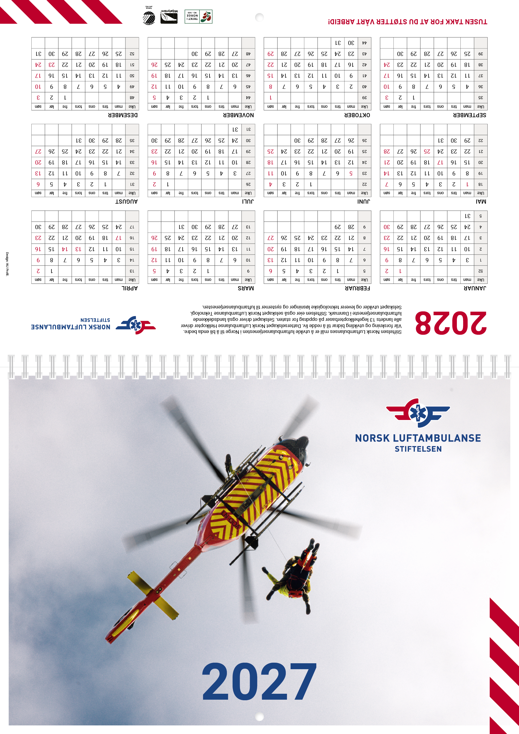kalender 2027 på hvit bakgrunn