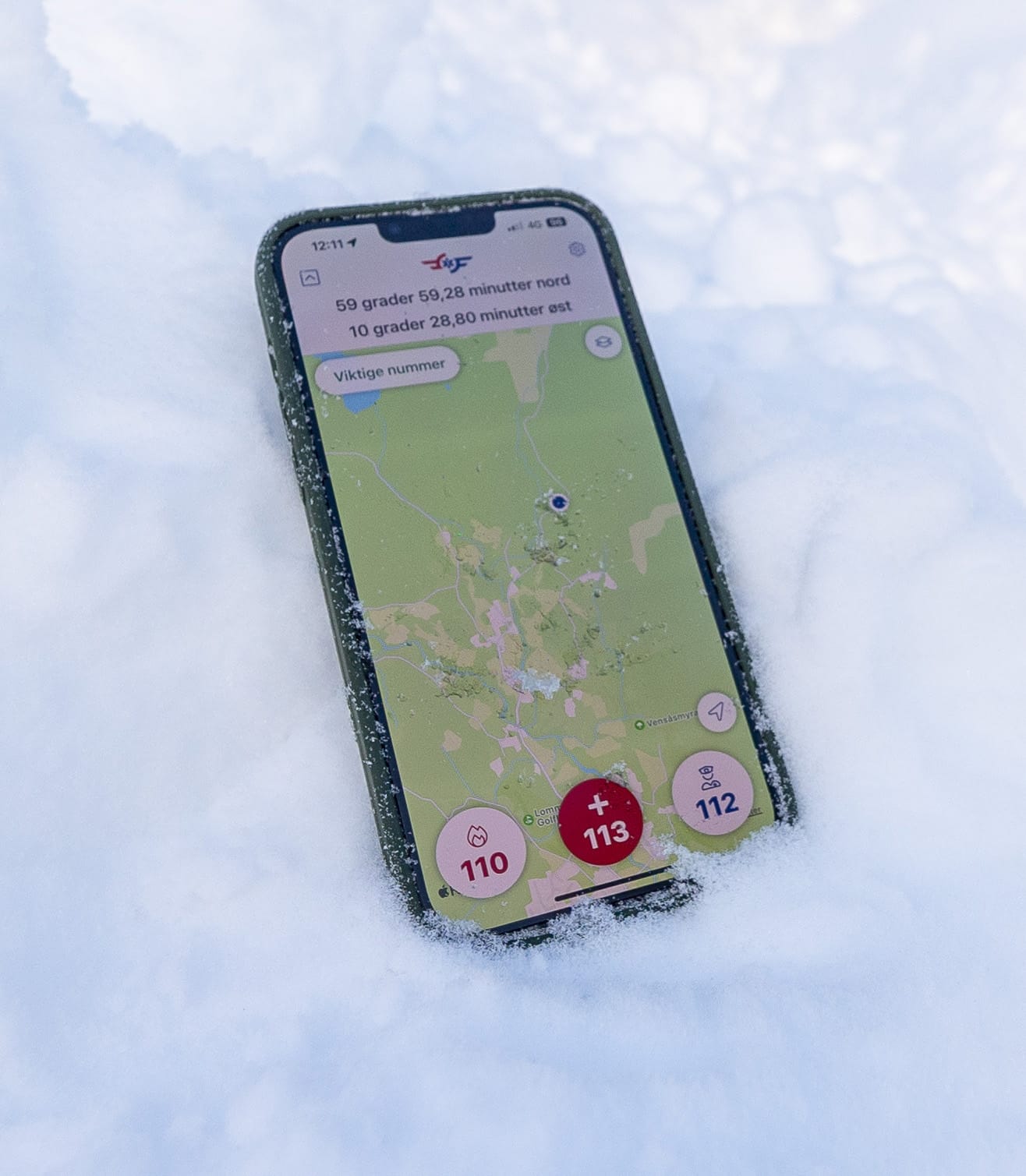 Hjelp 113-appen i snø