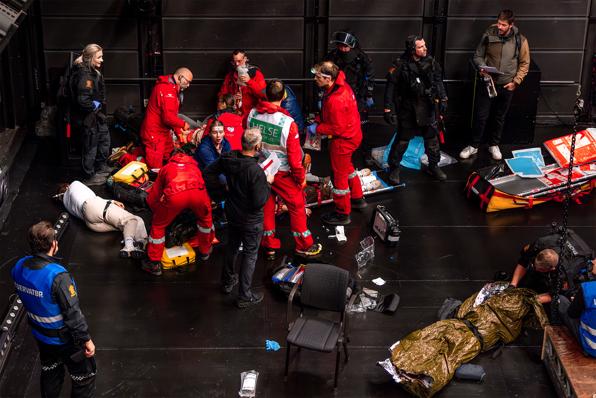 AMOT-øvelse med helsepersonell og politi