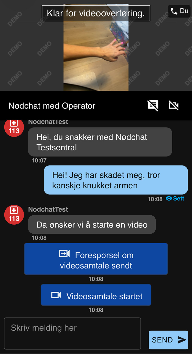 Skjermbilde av Nødchat