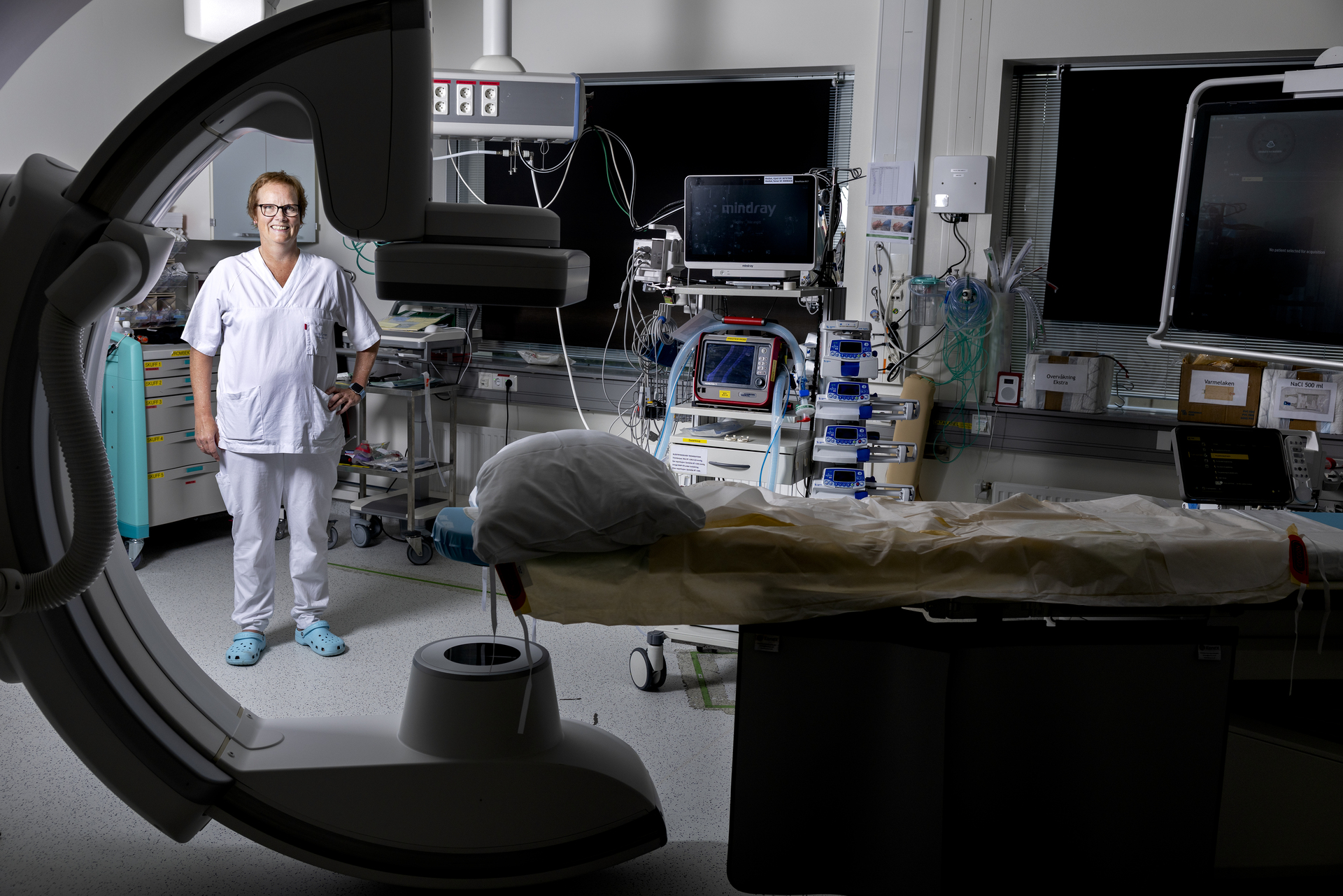 Nevrolog og overlege Marianne Altmann på intervensjonslaben ved slagenheten på Ahus.