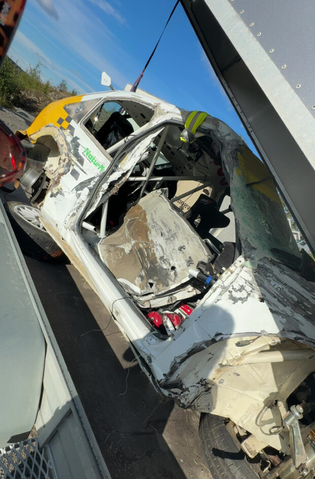 Bilen til Kjell Richard etter ulykken